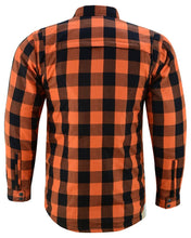 Load image into Gallery viewer, Alpha Check  Men's  Armored Motorcycle Flannel Shirt - Orange