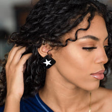 Load image into Gallery viewer, Black &amp; White Square Star Stud Earrings