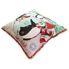 Load image into Gallery viewer, Set of 2 Skating Penguins Christmas Throw Pillow Covers