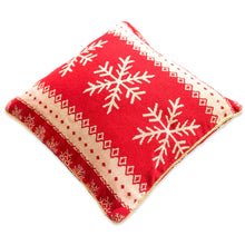 Load image into Gallery viewer, Set of 2 White Snowflakes on Red Christmas Throw Cushion Pillow Covers