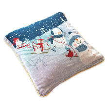 Load image into Gallery viewer, Set of 2 Snowmen Enjoying Winter Sport Parade Christmas Throw Cushion Pillow Covers