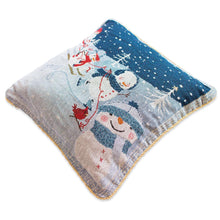Load image into Gallery viewer, Set of 2 Snowmen Enjoying Winter Sport Parade Christmas Throw Cushion Pillow Covers