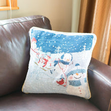Load image into Gallery viewer, Set of 2 Snowmen Enjoying Winter Sport Parade Christmas Throw Cushion Pillow Covers