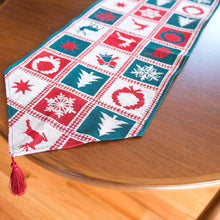 Load image into Gallery viewer, Reindeer Square Patterns Christmas Tablecloth Holiday Runner 75 Inches