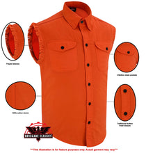 Load image into Gallery viewer, Men's Orange Lightweight Sleeveless Denim Shirt