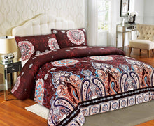Load image into Gallery viewer, Tache Burgundy Palace Paisley Medallion Duvet Cover Twin (2810)