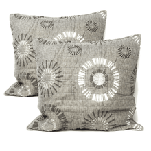 Load image into Gallery viewer, Tache Cotton Taupe Beige Striped Floral Geometric Starburst Decorative 18x18" Throw Pillow Covers -  2-Pieces (DXJ107076)