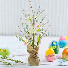Load image into Gallery viewer, Easter Berry &amp; Egg Floral Arrangement – Rustic Spring Tabletop Centerpiece with Burlap Base