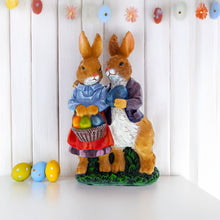 Load image into Gallery viewer, Loving Bunny Duo with Festive Easter Basket Figurine