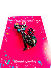 Load image into Gallery viewer, Retro Dapper Atomic Cat Brooch by Rosie Rose Parker