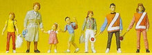 Load image into Gallery viewer, Preiser 10344 HO Scale Pedestrians -- Adult with 3 Kids &amp; 2 Crossing Guards