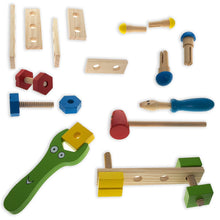Load image into Gallery viewer, 21 Pieces Construction Building Tools in Wooden Toolbox