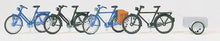 Load image into Gallery viewer, Preiser 17161 HO Scale Accessories -- Bicycles w/Trailer Kit pkg(4)