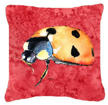 Load image into Gallery viewer, Lady Bug on Red   Canvas Throw Pillow - 14x14 Decorative Pillow – Art for Your Home &amp; Patio