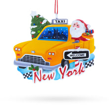 Load image into Gallery viewer, New York Taxi with Santa and Christmas Tree Resin Christmas Ornament