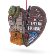 Load image into Gallery viewer, Let’s Go Fishing Heart Shape Fisherman Gear Resin Christmas Ornament