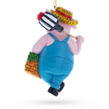 Load image into Gallery viewer, Farmer Pig with Veggie Basket Resin Christmas Ornament