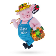 Load image into Gallery viewer, Farmer Pig with Veggie Basket Resin Christmas Ornament