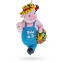 Load image into Gallery viewer, Farmer Pig with Veggie Basket Resin Christmas Ornament