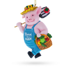 Load image into Gallery viewer, Farmer Pig with Veggie Basket Resin Christmas Ornament