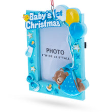 Load image into Gallery viewer, Baby Boy First Christmas Photo Frame Resin Christmas Ornament