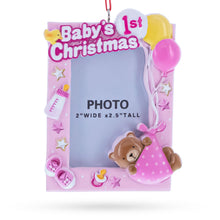 Load image into Gallery viewer, Baby Girl First Christmas Photo Frame Resin Christmas Ornament