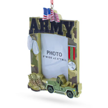 Load image into Gallery viewer, Patriotic Army Camouflage Photo Frame Resin Christmas Ornament
