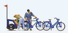 Load image into Gallery viewer, Preiser 10635 HO Scale Family Getting Ready for Bicycle Ride