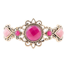 Load image into Gallery viewer, Embellished Pink Quartz Golden Cuff Bracelet