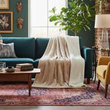 Load image into Gallery viewer, Tache Embossed Bubbly Champagne Beige Sherpa Throw Blanket (TA62088)