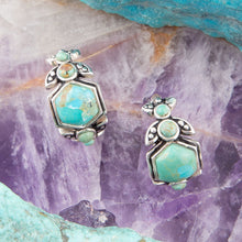 Load image into Gallery viewer, Emile Blue Turquoise Sterling Silver Hoop Earrings
