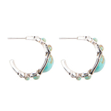 Load image into Gallery viewer, Emile Blue Turquoise Sterling Silver Hoop Earrings