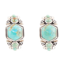 Load image into Gallery viewer, Emile Blue Turquoise Sterling Silver Hoop Earrings