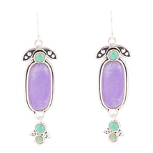 Load image into Gallery viewer, Emile Purple Quartz and Blue Turquoise Sterling Silver Drop Earrings