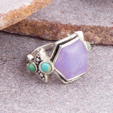 Load image into Gallery viewer, Emile Purple Quartz and Blue Turquoise Sterling Silver Ring