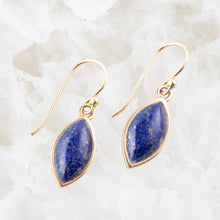 Load image into Gallery viewer, Blue Lapis Golden Drop Earrings