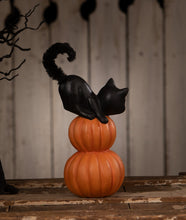 Load image into Gallery viewer, Small Pumpkin Stack Black Cat | Halloween Decor | Bethany Lowe