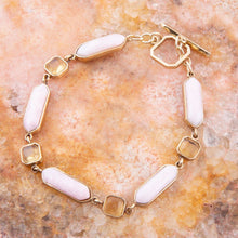 Load image into Gallery viewer, Etta Pink Opal and Yellow Quartz Golden Toggle Bracelet