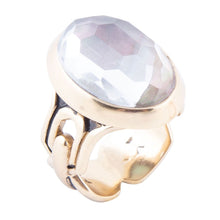 Load image into Gallery viewer, Etto Black Mother of Pearl Golden Dome Statement Ring