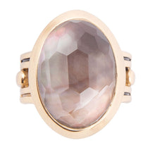 Load image into Gallery viewer, Etto Black Mother of Pearl Golden Dome Statement Ring