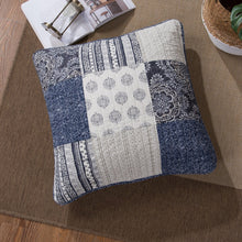 Load image into Gallery viewer, DaDa Bedding Patchwork Denim Blue Elegance Bohemian Euro Sham - 26” x 26" - 1PC (JHW660)