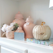 Load image into Gallery viewer, Layered Leaves Pumpkin Jars with 22K Gold Accents in Beige