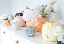 Load image into Gallery viewer, Layered Leaves Pumpkin Jars with 22K Gold Accents in Light Blue
