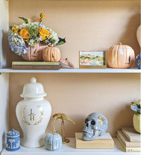 Load image into Gallery viewer, "Mr. Bones and Charlotte" Skull Decor with 22K Gold Accents- Light Gray