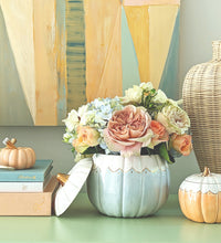 Load image into Gallery viewer, Scalloped Pumpkin Jars with 22K Gold Accents in Light Blue