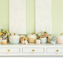 Load image into Gallery viewer, Scalloped Pumpkin Jars with 22K Gold Accents in Tan