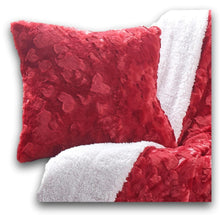 Load image into Gallery viewer, DaDa Bedding Candy Apple Red Vibrant Luxury Faux Fur Euro Throw Pillow Cover (Red-19)