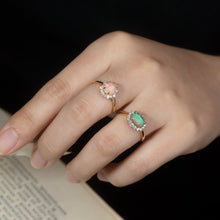 Load image into Gallery viewer, Snowflake Semi Black Opal &amp; Diamond Engagement Ring 18K Yellow Gold