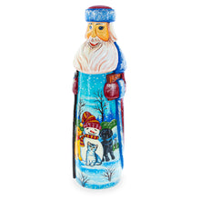 Load image into Gallery viewer, Snowman with Dog &amp; Cat Friends Hand Carved Solid Wood Santa Figurine 11 Inches