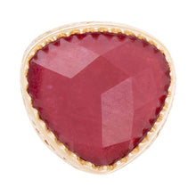 Load image into Gallery viewer, Filigreed Merlot Red Quarrtz Golden Statement Ring